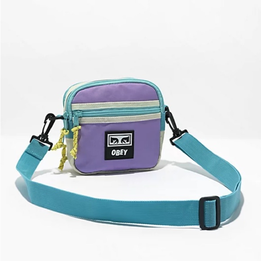 Obey Lavender and Aqua Crossbody Bag